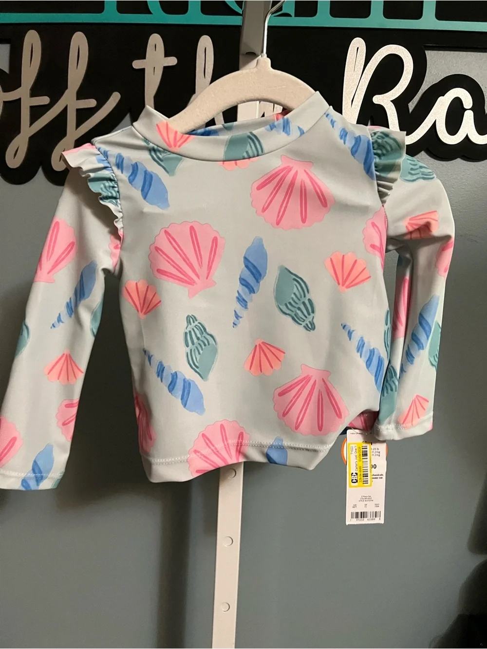 Carter’s Just One You  Long-Sleeve Swim Top and Bikini Pink & Blue Seashells